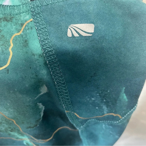 Marika Blue Green Gold Lightning Marble Print Legging Size Small yoga activewear - Picture 3 of 7